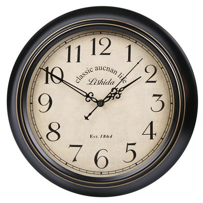Vintage Silent Wall Clock – 12" Roman/Arabic (Non-Ticking)