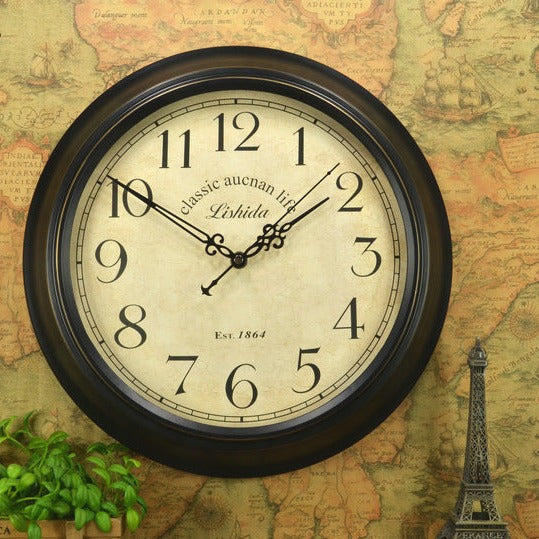 Vintage Silent Wall Clock – 12" Roman/Arabic (Non-Ticking)