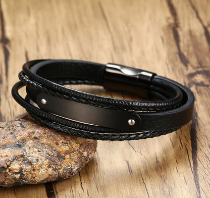 Engraved Promise Leather Bracelet for Him