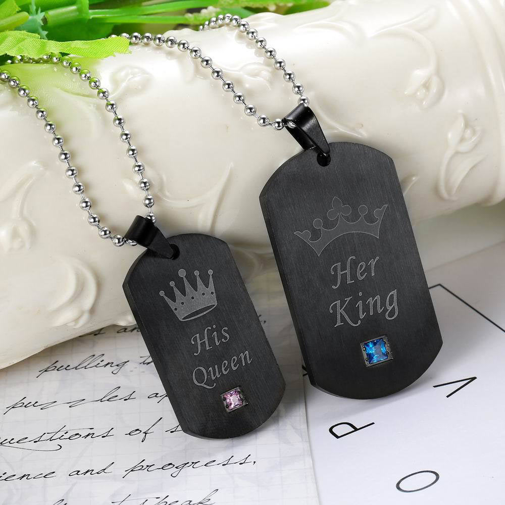 Dropship 4Pcs Couple Necklace Bracelets Matching Set For Women Men  Stainless Steel Couples Rope Pendant Heart I Love You CZ Promise Rings Necklace  His Hers Bracelet Lovers Valentine Gift to Sell Online