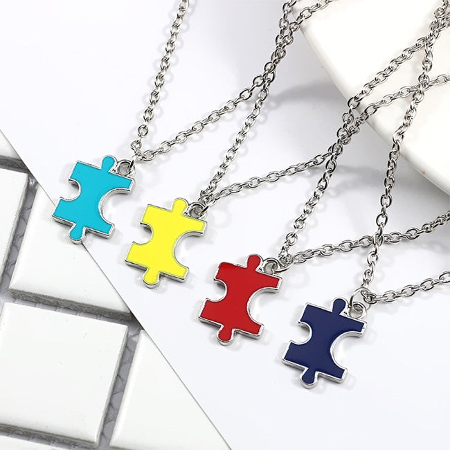 4 Piece Jigsaw Puzzle Bff Friendship Necklaces Set