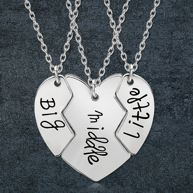 3 Piece Connecting Hearts Sisters Necklaces Set