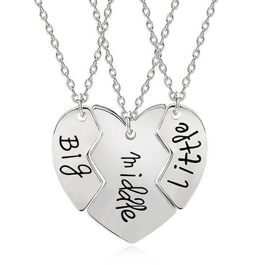 3 Piece Connecting Hearts Sisters Necklaces Set