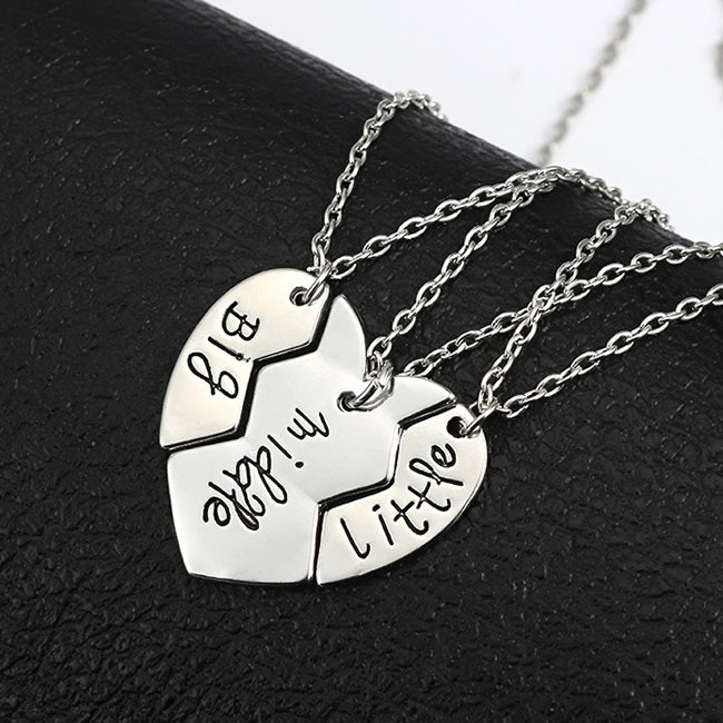 1 Piece Stainless Steel Necklace Half Moon Heart Mom Sister family Pendant  Neckalce Jewelry Gifts For Relatives 45cm long