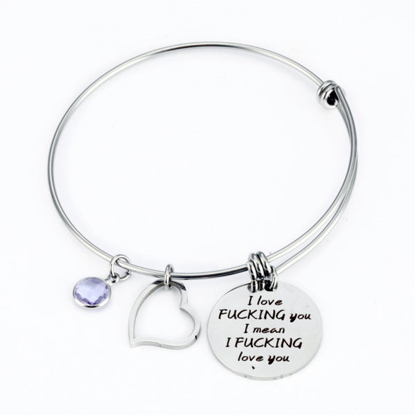 Birthstone Charm Bangle Bracelet Gift for Girlfriend