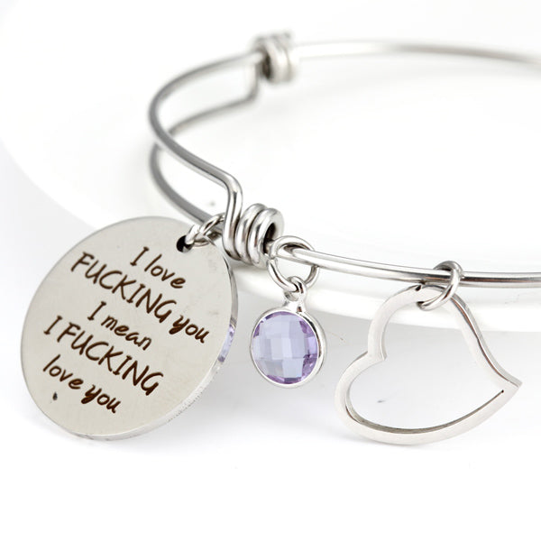 Birthstone Charm Bangle Bracelet Gift for Girlfriend