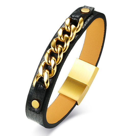 Personalized Mens Promise Bracelet Stainless Steel Gold