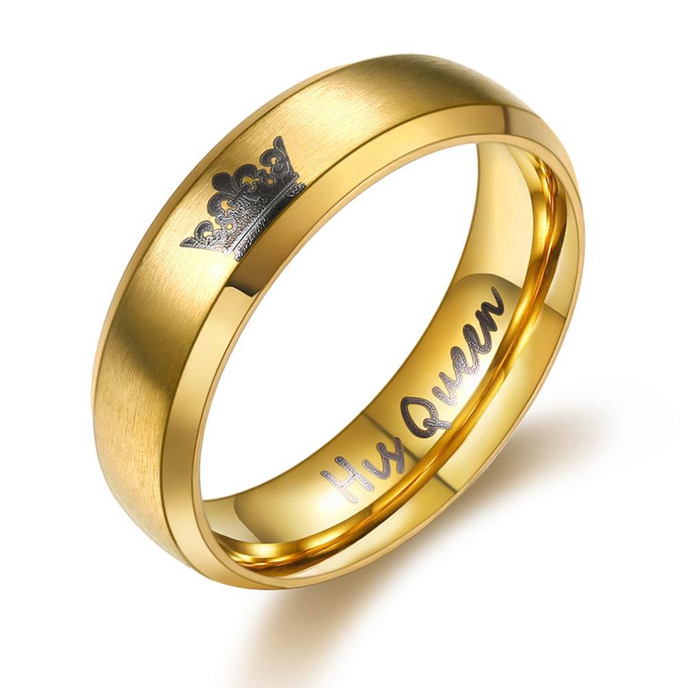 King Queen Crown Marriage Rings for Couples 6mm