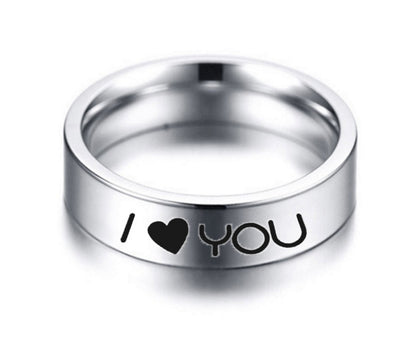 Engraved Titanium Promise Couples Rings Set for 2