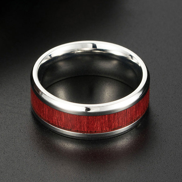 Personalized Promise Ring for Him 8mm Wood and Titanium