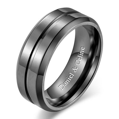 Custom Engraved Mens Wedding Ring 8mm Titanium