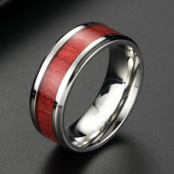 Personalized Promise Ring for Him 8mm Wood and Titanium