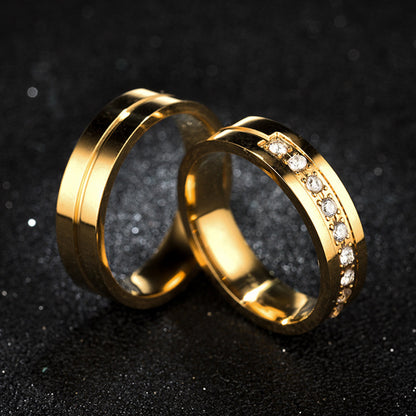 Gold Plated Anti-allergic Couples Promise Rings Set