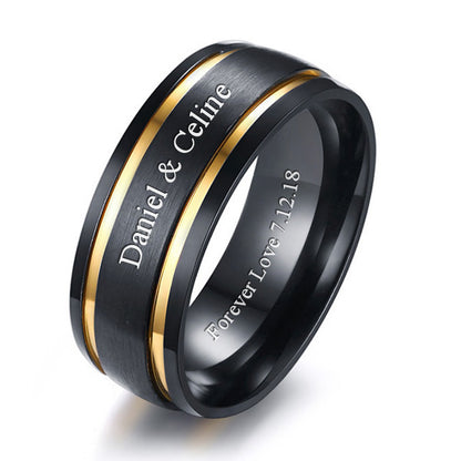 Customized Marriage Ring for Men 8mm Gold Plated Titanium