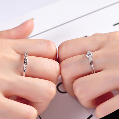 Expandable Matching Knots Silver Wedding Rings for 2