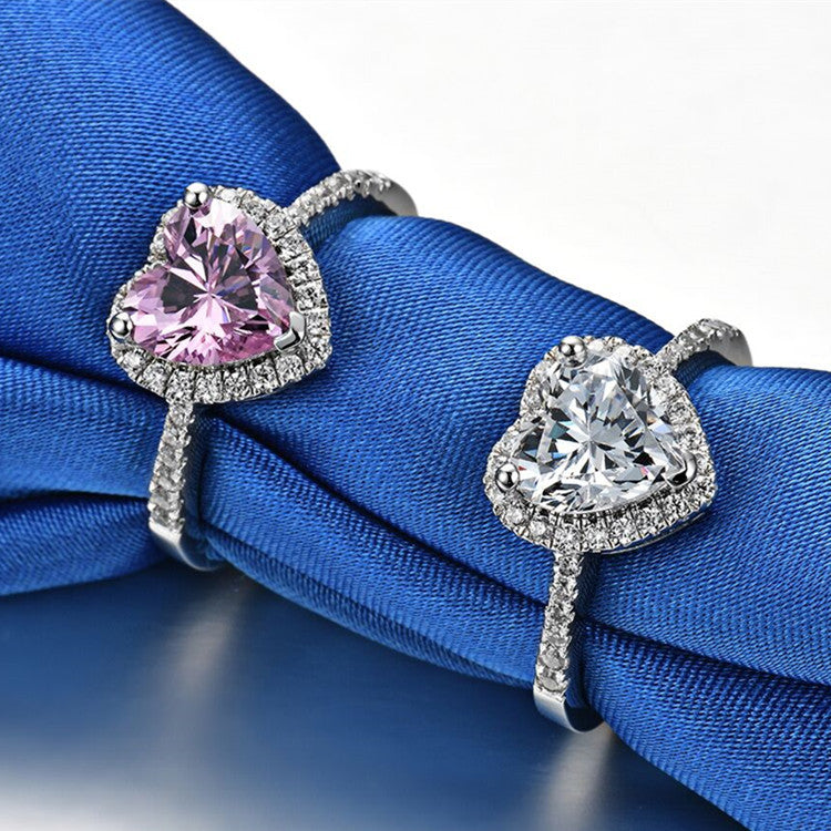 Engraved 1 Carat Heart Diamond Wedding Women Ring