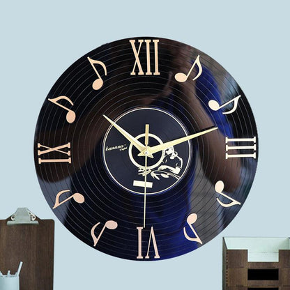 Roman Numeral Music-Note Silent Wall Clock — 12" Acrylic