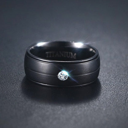 Black Ring Band for Men with Custom Names - Titanium - 8mm