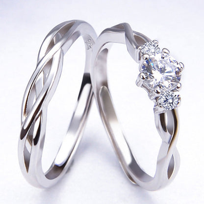 Expandable Matching Knots Silver Wedding Rings for 2
