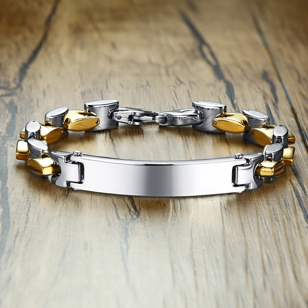 Engraved Relationship Bracelet for Guys Stainless Steel