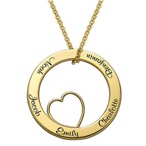 Gold Plated Sterling Silver Names Engraved Heart Shaped Pendant