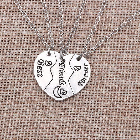 Bff Best Friends Forever 3 Piece Heart Necklaces Gift