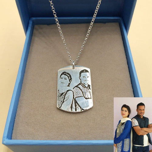 Photo Engraved Pendant Necklace Gift for Men