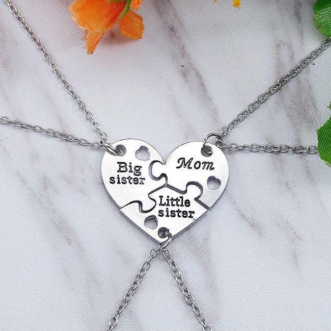 3 Piece Sisters Connecting Hearts Necklaces Gift for Mom
