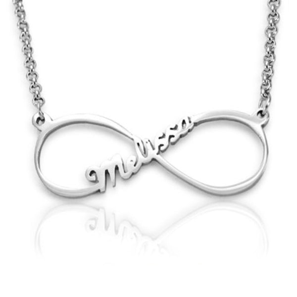 Infinity Sign Custom Name Silver Necklace