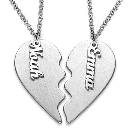 Personalized Split Heart Name Necklace Gold Plating