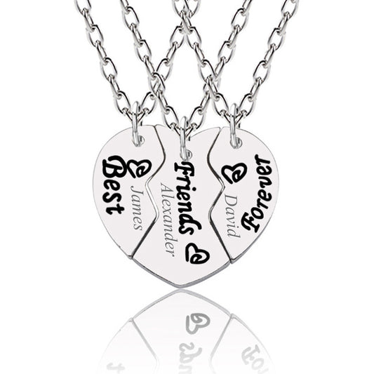 Bff Best Friends Forever 3 Piece Heart Necklaces Gift