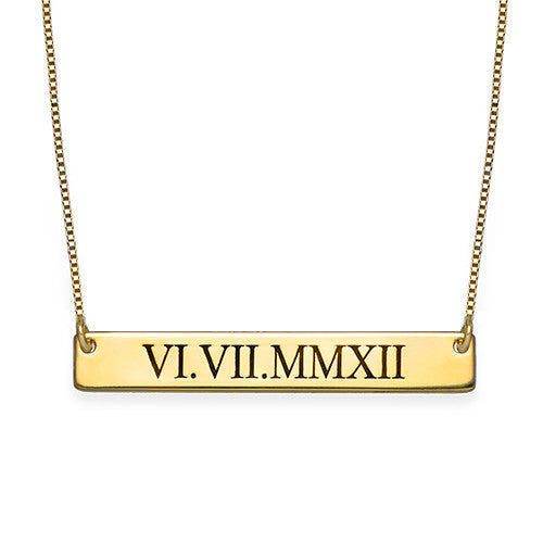 Gold Plated Silver Custom Name or Dates Plate Necklace Gift
