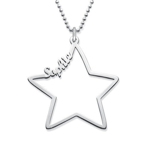 Star Customize Name Pendant Necklace 18K Gold Plated