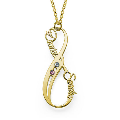 Custom Birthstone Infinity Sign Vertical Name Necklace