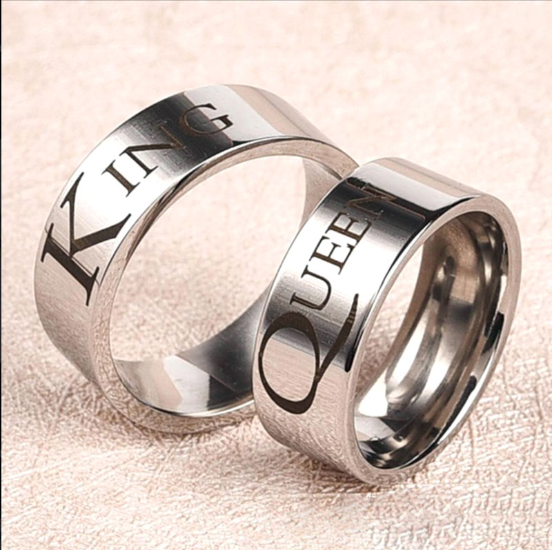 Uloveido Black King and Queen Rings for Couples - 2pcs His and Hers  Stainless Steel Matching Ring Sets for Him and Her - 2 pcs Promise  Engagement Wedding Band Black | Amazon.com