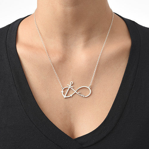 Infinity Anchor Sign Custom Name Necklace