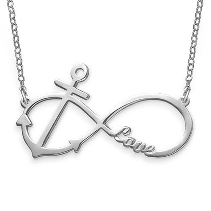 Infinity Anchor Sign Custom Name Necklace