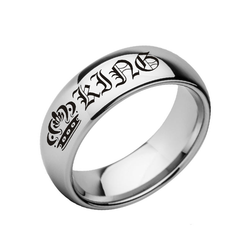 Engraved Her King His Queen Couple Rings Set