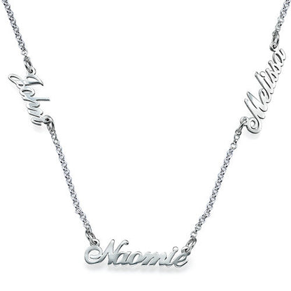 Personalized 3 Names Necklace Gold Plated Silver