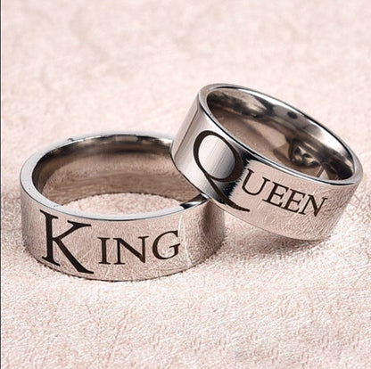 King Queen Couple Rings Set Gift for Two