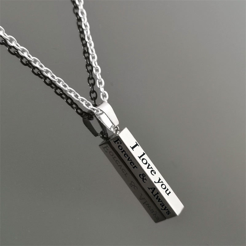 Bar Couple Necklaces Jewelry Gift with Engraving