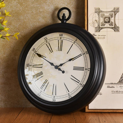 Art Deco Roman Silent Wall Clock – 17" (Non-Ticking)