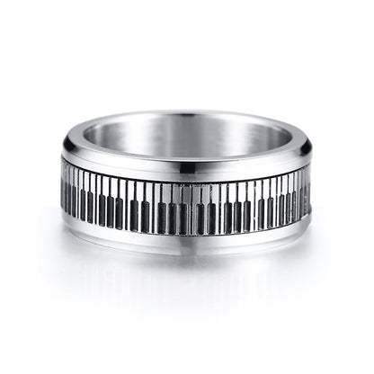 Custom Mens Fidget Ring Birthday Gift for Pianist 8mm