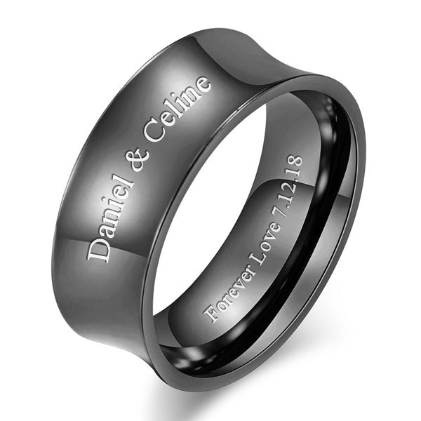 Personalized Promise Ring for Him 8mm Titanium
