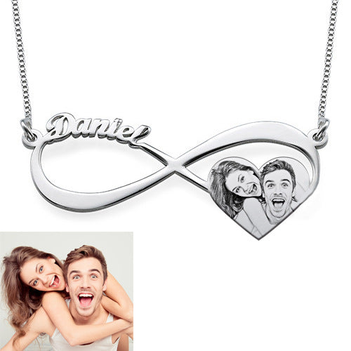 Custom Photo Print and Name Necklace Gift
