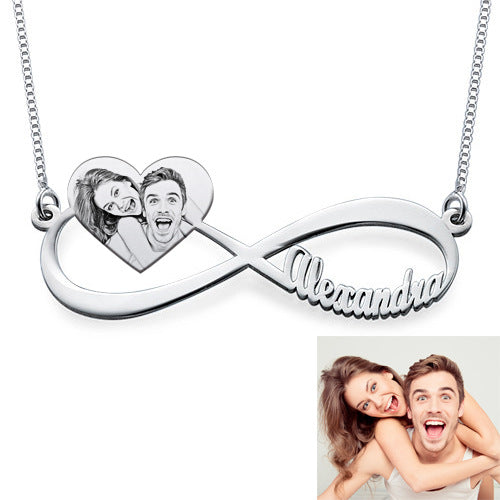 Personalized Photo Name Necklace K Gold Plated