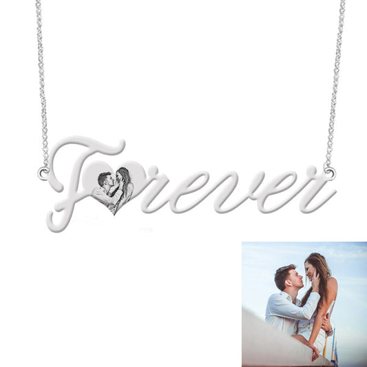 Forever Custom Photo Engraved Necklace Anniversary Gift