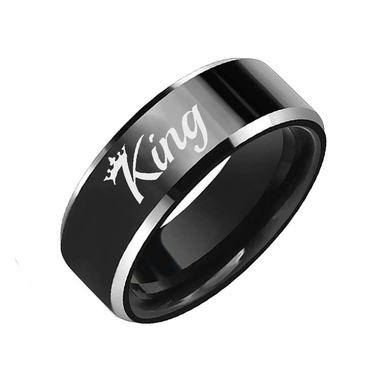 Engraved Promise Rings King and Queen Crown
