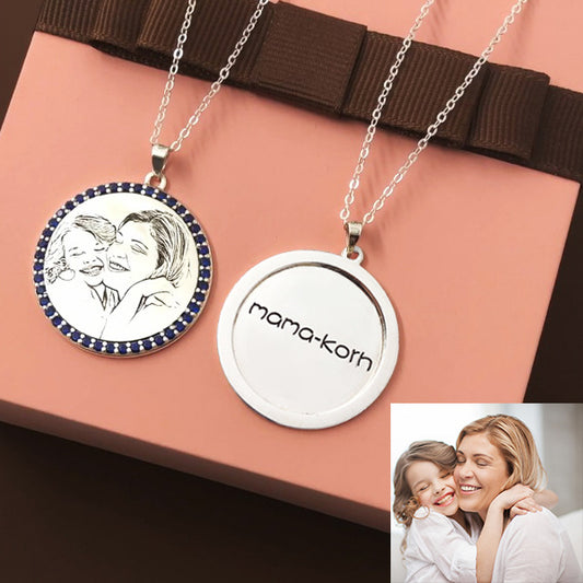 Gift for Mother Custom Photo and Names Engraved Necklace