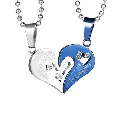 Personalized Half Hearts Couple Promise Necklaces Set for 2